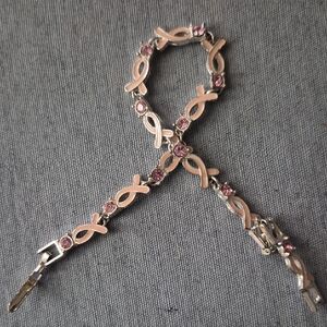 Avon Breast Cancer Ribbon Bracelet Pink Enamel  Pink Rhinestone9